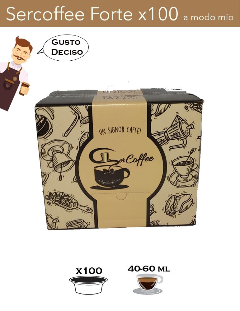 SerCoffee 100 CAPSULE Compatibili A MODO MIO miscela FORTE