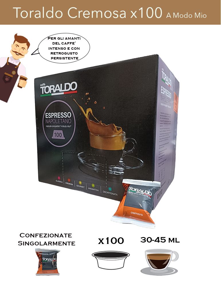 Caffè Toraldo Cremosa in Capsula Uno System Compatibile. Cialde, Capsule  Originali e Compatibili Caffè