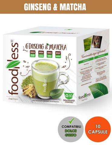 FoodNess 50 Capsule Caffè al Ginseng e Matcha Compatibili Nespresso