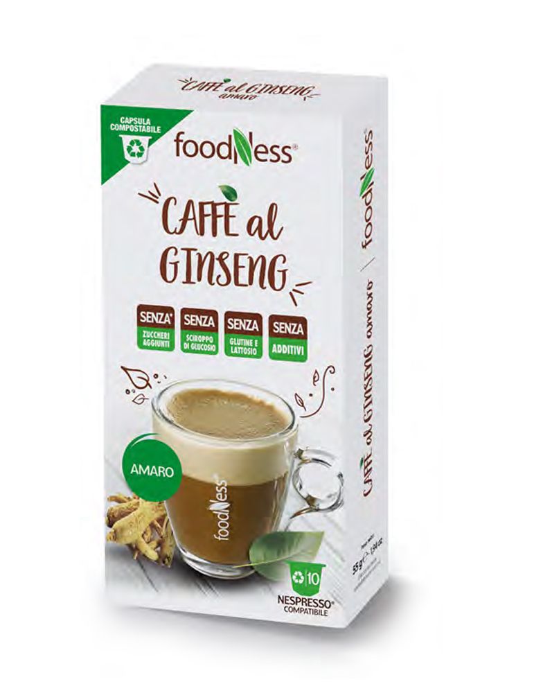 Foodness 10 capsule Caffè al Ginseng con Collagene compatibili Nescafé Dolce  Gusto